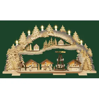 Schwibbogen Weihnachtsmarkt LED beleuchtet 70x39x12,5cm Marktstand Budenmarkt