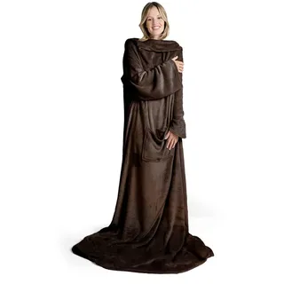 Blumtal Kuscheldecke mit Ärmeln & Fußsack – 170/200 cm, Braun , Textil , Rechteckig , 170x200 cm , Oeko-Tex® Standard 100 , Heimtextilien, Wohntextilien, Decken, Kuscheldecken