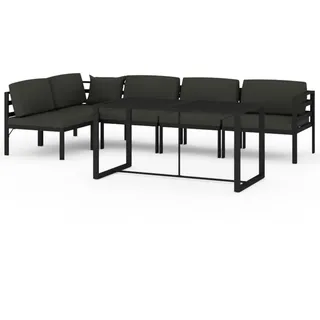 6-tlg. Garten-Lounge-Set mit Kissen Aluminium Anthrazit - Grau