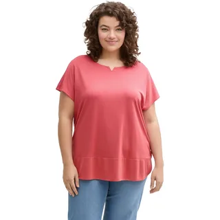 TOM TAILOR PLUS T-Shirt mit kleinem Schlitz, rot