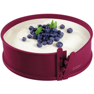 coox Springform mit Porzellanboden ⌀ 26 cm in Dunkelrot, backen und direkt auf der Porzellanplatte servieren und schneiden, kein Umsetzen nötig