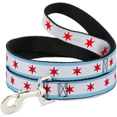 Buckle-Down Dog Leash Chicago Flag 6 Feet Long 1.0 Inch Wide