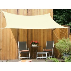 Floracord 06-77-45-00 HDPE Vierecksonnensegel 4 x 5 m weizen Wind- und wasserdurchlässig inklusive Zubehör mit dauerelastischen Spanngurten, Beige