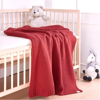 EVERSOFT FABRICS Premium Babydecke, 550 g, 100 % Bio-Baumwolle, Öko-Tex 100 zertifiziert, extra dick und gemütlich, ideal für Winter und kalte Monate, weicher Strick (Terrakotta)