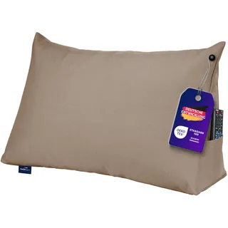 Traumnacht Cozy Rückenkissen, Lesekissen,abnehmbarer, waschbarer Bezug aus 100% Polyester,praktisches Seitenfach,Öko-Tex zertifiziert,produziert nach deutschem Qualitätsstandard,70 x 40 cm, hellbraun,