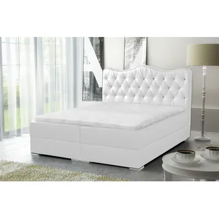 Boxspringbett Schlafzimmerbett SULTAN Kunstleder Weiss 120x200cm - Weiß
