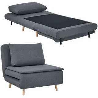 Homcom Schlafsessel 191 x 95 cm Grau mit verstellbarer Rückenlehne