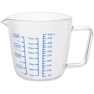 SCSpecial Messbecher Glas 500 ml Messbecher Mehrzweckschale für Flüssigkeit, 2 Tasse