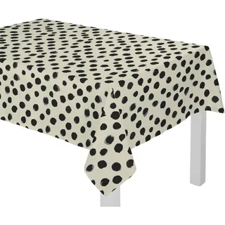 Tischdecke ADAM "Dots", schwarz (natur, schwarz), B:220cm L:130cm, Bio-Baumwolle, Leinen, Tischdecken, Tischdecke, aus Leinen und Bio-Baumwolle