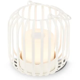 BRILONER – Mini LED Tischlampe Kabellos mit Metallkorb, Dimmbare Nachttischlampe Touch, Schreibtischlampe, Leselampe, Tischleuchte Outdoor & Indoor, Camping Lampe, Warmweißes Licht, 9x10 cm, Weiß-Gold