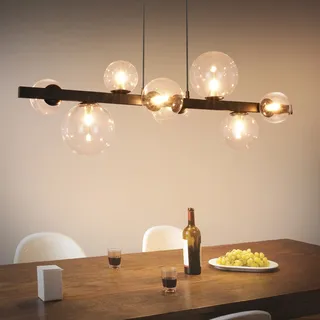ZMH Pendelleuchte Esstisch Hängelampe Wohnzimmer - Küchenlampe Hängend G9 Hängeleuchte 8 Flammig Esstischlampe Esszimmer Transparent Pendellampe Modern Glaskugel für Küche Hotel (Ohne Leuchtmittel)