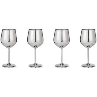 Butlers Weingläser (4er Set) Manhattan Lounge 400 ml , Silberfarben , Metall , Gläser, Weingläser