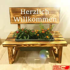 Blumenbankerl Geschenk " Herzlich Willkommen " - groß