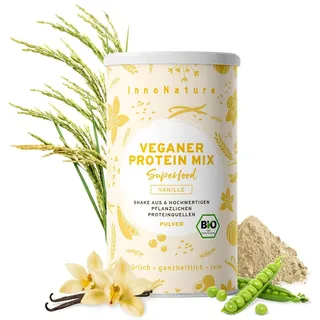 InnoNature Bio Vanille Protein Mix I mit 6 pflanzlichen Proteinquellen und echter Bourbon Vanille I 450g | Vegan & ohne künstliche Süßungsmittel