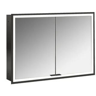 emco prime Lichtspiegelschrank, 1000 mm, 2 Türen, Unterputzmodell, 949713593, Farbe: schwarz/spiegel