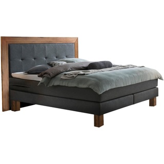 Hasena Boxspringbett Anthrazit, Eichefarben - 180x200 cm