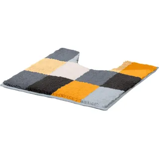 Erwin Müller WC-Umrandung mit Ausschnitt Kreta gelb Größe 50x50 cm, rutschhemmend - kuscheliger Hochflor, für Fußbodenheizung geeignet