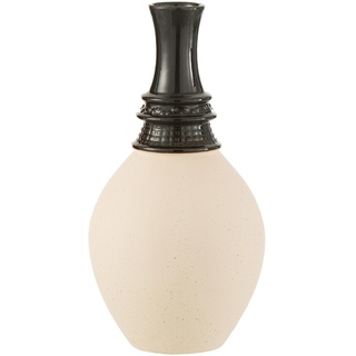 J-Line Vase mit hohem Kragen, Keramik, Schwarz/Beige, groß