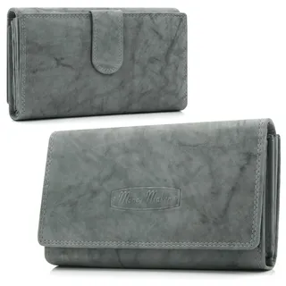 ekavale Damen-geldbörse XXL aus Rindsleder mit RFID Leder-Geldbörse mit vielen Fächern für Frau (Grau)