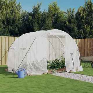 The Living Store Gewächshaus mit Stahlrahmen Weiß 6 m2 3x2x2 m - Weiß