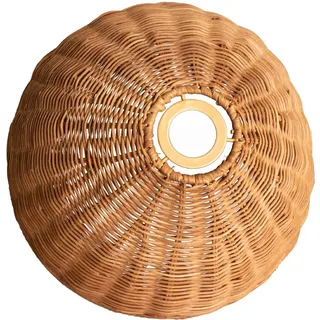 Lampenschirm, Rustikale Rattan Lampenschirme mit handgeflochtenem Schirm für Hängelampe, Rund, E27, Boho-Design, Naturfarben (1, tieforange/braun)