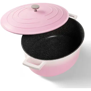 STONELINE® Cocotte Bräter Oval 32x25 cm Rosa | mit Deckel - Rosa