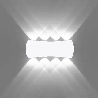 KAWELL 8W Modern Wandlampe LED Wandleuchte Up Down Aluminium Wandbeleuchtung Innen Außen Wasserdicht IP65 für Schlafzimmer Badezimmer Treppen Veranda Flur Korridor Wohnzimmer, Weiß 6000K