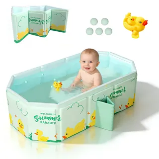 Faltbare Badewanne für Kinder & Babys von 0–6 Jahren,Babybadewanne für Bad & Dusche mit Doppelte Abflusslöcher 80 * 30 * 45cm