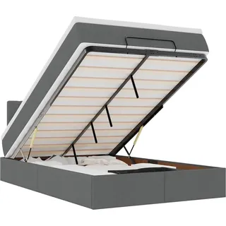vidaXL Ottoman-Bett mit Matratze Dunkelgrau 120x190 cm Stoff - Grau