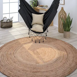 Paco Home Teppich »Viborg 595« rund 13 mm Höhe Jute, Modern, Boho, Handgefertigter Natur-Teppich, beige
