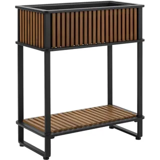 Dehner Balkonhochbeet Boston, Hochbeet für Kräuter / Gemüse / Blumen, rückenschonende Arbeitshöhe, Maße: ca. 76 x 87 x 38 cm / 64 x 22 x 26 cm, FSC®-zertifiziertem Akazienholz, schwarz / braun