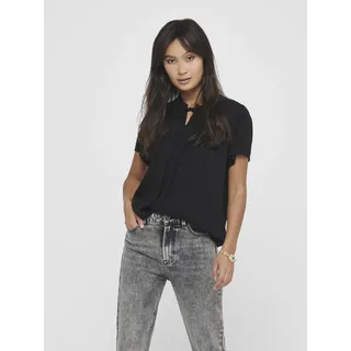 Kurzarmbluse JDY "JDYLIMA LIFE S/S TOP WVN NOOS", Damen, Gr. 36 (S), schwarz, Web, Obermaterial: 100% Viskose, unifarben, loose fit normal, V-Ausschnitt, Blusen Kurzarmbluse, Viskose, loose fit, Topseller