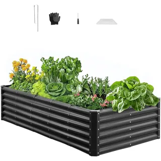 VEVOR Hochbeet Metall 1800x900x430 mm, Pflanzbeet, Gemüsebeet, Pflanzkasten mit offenem Boden & abgerundeten Kanten, Blumenbeet, Kräuterbeet, ideal für Gemüse, Blumen, Kräuter & Sukkulenten