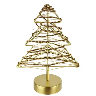 I.GE.A. LED-Dekofigur »LED-Dekoobjekt Baum« Tannenbaum Metall Gold warmweiß Timer Batteriebetrieb Weihnachtsdeko