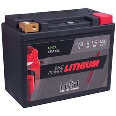 intAct - LITHIUM MOTORRADBATTERIE | Batterie für Roller, Motorrad, Quads uvm. Bis zu 75% Gewichtseinsparung | Bike-Power LI-07, LTM30L, 12,8V Batterie, 8 AH (c10), 96 Wh, 400 A (CCA) | Maße: 165x86x130mm