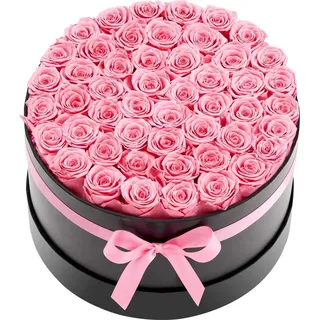 Forever Flowers, 50 konservierte Rosen in einer Box, ewige Blumen, unvergänglicher Strauß, Geburtstagsgeschenk zum Versenden, Prime Women, Ehefrau, Mütter, Jahrestag, Valentinstag, Weihnachten, zartes Rosa - Rosa
