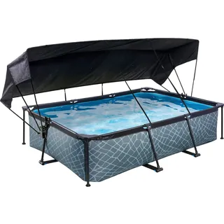 EXIT TOYS Stone Pool 300 x 200 x 65 cm inkl. Filterpumpe und Sonnendeck