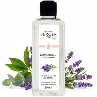 Maison Berger – Nachfüllung Blühender Lavendel 500 ml für Lampe Berger – 2-in-1 geruchsneutralisierendes Raumduft-Öl – Lavendel, Eukalyptus