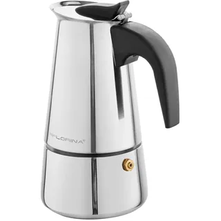 Florina Edelstahl Espressokocher 4 Tassen (200 ml) I Herdplatten Espressomaschine LUNGO I Espresso Kaffeekanne aus Rostfreierm Stahl mit Induktionsboden I Geeignet für alle Herdarten & Induktion