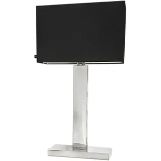 Tischleuchte Chrom Schwarz 69,5 cm hoch E27 eckig Modern Metall Stoff Tischlampe