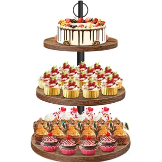 3-Etagen-Cupcake-Ständer, Holz-Serviertablett Quadratischer Cupcake-Turm | Kuchen-Dessert-Display-Ständer Baum-Turm für Hochzeit, Party, Zuhause, Geburtstag, Babyparty, Nachmittagstee-Bar-Dekor