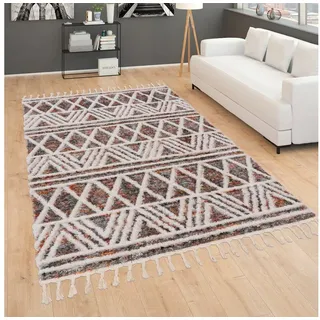 Paco Home Hochflor-Teppich »Monza 652« rechteckig 34 mm Höhe meliert, Rauten Muster, 3D-Effekt, mit Fransen Paco Home mehrfarbig B : cm 1 Stk.