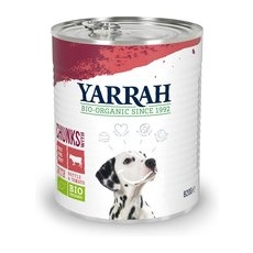 6x820g Yarrah Bio Câini - Bucățele de pui și vită cu urzici și tomate