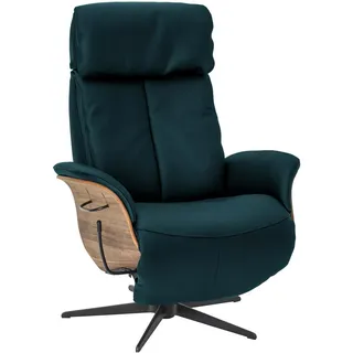 Welnova Relaxsessel , Blau , Holz , Echtleder , Color-Finish-Leder , Nussbaum , 78x104-113x84 cm , Fußauswahl, Lederauswahl, Stoffauswahl, Liegefunktion , Wohnzimmer, Sessel, Ledersessel