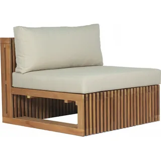 Loungesessel Teakholz Loppio Massivholz Wetterfest + Sitzkissen - Beige
