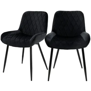 ML-Design Esszimmerstuhl Samt Schwarz 2er Set