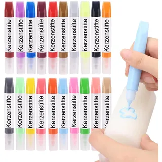 Ovaletta 20 Stück Kerzenstifte, Wachsstifte für Kerzen 8x10 ml, Candle Pen, Kerzen Bemalen Set, Candle Pen für Kerzen, Kerzen Bemalen Set, Aufkerze Selber Machen Set, Kerzen Bemalen, 20 Farben