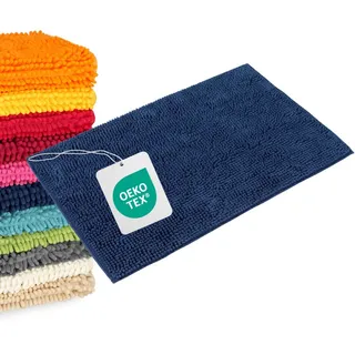 WohnDirect Badematte Paris , Dunkelblau , Textil , 70x120 cm , Oeko-Tex® Standard 100 , Heimtextilien, Badtextilien, Badematten