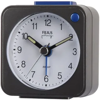 FILIUS zeitdesign Quarzwecker Reisewecker, Schlafzimmer, Snooze, Beleuchtung, schleichende Sekunde, grau