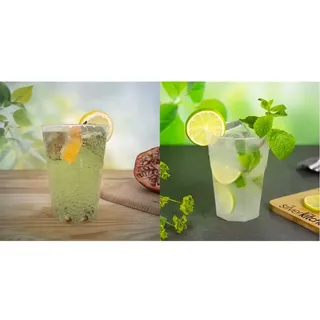 Silverkitchen 30x Cocktail Becher 0,3 L transparent aus PP 6-eckig & 30 Cocktailbecher 300ml - bruchsichere Mehrwegbecher wiederverwendbar Cocktail Becher transparent aus PP Plastik Made In Germany